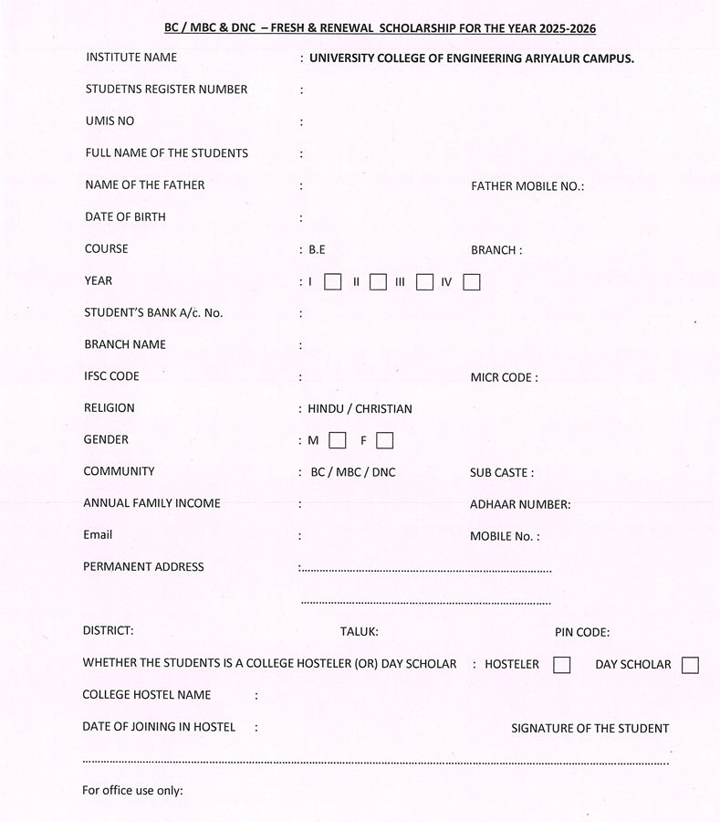 Student Scholarship Form - Download